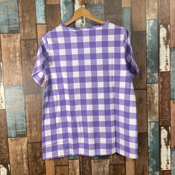 Sara Morgan medium purple checkered button down shirt - Picture 10 of 15